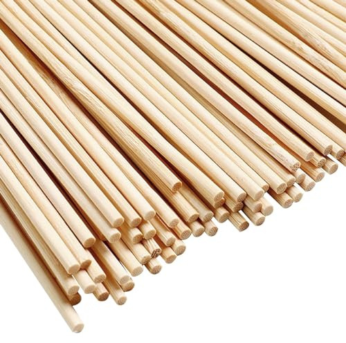 150Pcs Durable Round Wood Dowel Rods Hardwood Natural Rods Craft Sticks DIY Fashionable Wooden Sticks for DIY Craft (30 * 15cm)