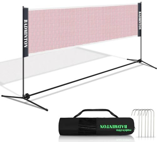 Ansobea Badmintonnetz, Volleyballnetz Höhenverstellbar, Faltbar Volleyballnetz Outdoor mit Tragetasche, Badminton Netz für Garten, Sportplatz und andere Outdoor-Orte, Netzlänge: 310cm