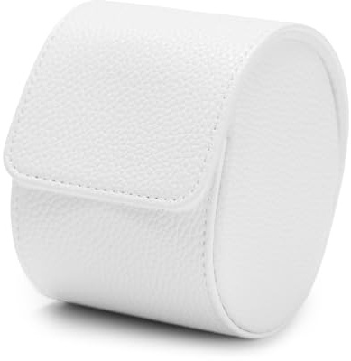Papten Single Watch Roll for Men Premium PU Leather Watch Roll Travel Case‌ Secure Organiser, Watches Display Storage(White)
