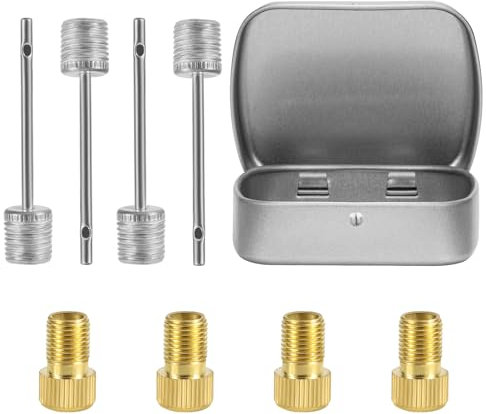 8-Teiliges Fahrradventiladapter-Set, Fahrradpumpenventiladapter aus Edelstahl Messing mit Aufbewahrungsbox Fahrradreifen-Luftpumpenadapter für Fußbälle Basketbälle Volleybälle Luftballons
