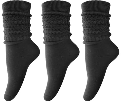 DRESHOW 3 Paia Calzini Slouchy da Donna Calzini Morbidi Ragazza Scrunch Calzettoni Calzini Lavorati a Maglia al Ginocchio Impilabili per Donne Stivali