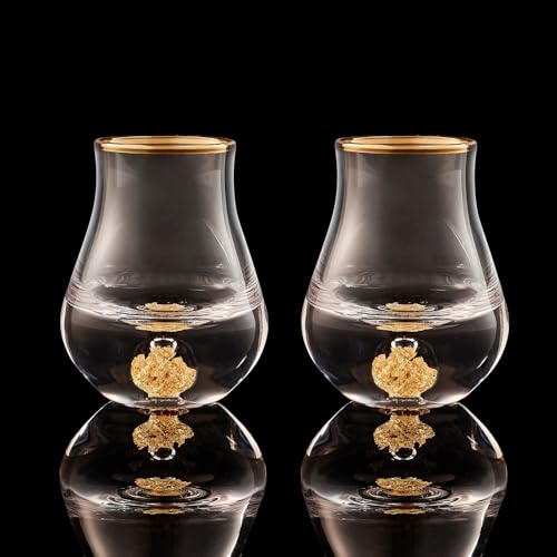 DUJUST Elegant Curvaceous Shot Glass(45ml), Crystal Shot Glass Set Decorated with 24K Gold Leaf Flakes BPA-Free & Lead-Free, Perfect for Décor & Collection, Gift Choices - 2 pcs