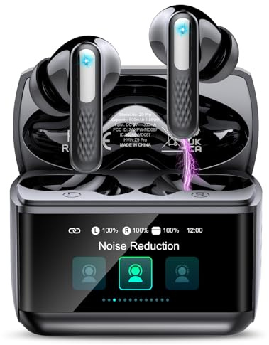 ZYHKON HiFi Stereo Bluetooth Earbuds with ANC/ENC Noise Cancelling, Wireless Earbuds, Bluetooth 5.4 Headphones In Ear with Multifunctional Touchscreen, 5 EQ Modes/IP7 Waterproof Bluetooth Earphones