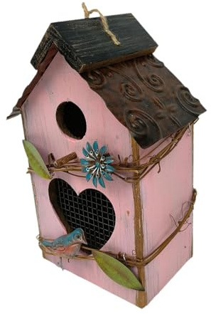 LIXSAZSE Casa de pájaros Decorativa novedosa, casa de pájaros para Madera Colgante, Refugio para al Aire Libre, Decorativa novedosa, Refugio para Madera, decoración para Patio y
