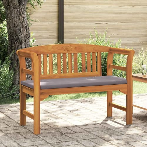 Mangloder Rosenbänk natur av massivt akaciaträ 114 x 46 x 82,5 cm med handsnidade rosendetaljer, väderbeständig träbänk för trädgård, balkong, terrass, bekväm sittplats med armstöd