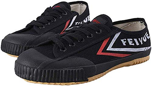 ZKHD Scarpe Ginnastica Tai-Chi Unisex per Adulti Scarpe Arti Marziali per Bambini Scarpe Classiche Kung Fu Scarpe Ginnastica in Tela Antiscivolo alla Moda,Black-39EU