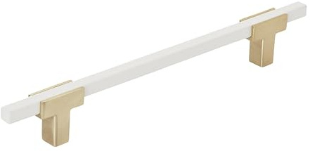 Amerock | Cabinet Pull | Brushed Gold/White | 6-5/16 inch (160 mm) Center to Center | Urbanite | 1 Pack | Drawer Pull | Drawer Handle | Cabinet Hardware