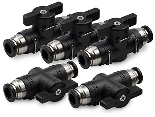 Bwintech 5 Piezas 6mm Válvula de Bola Neumática Push to Connect Racores BUC Válvula de Control de Flujo de Aire Racores Rectos de Conexión Rápida para Manguera de Aire