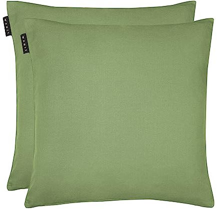 LINUM Annabell Elegant Kissenhülle 50x50 cm 2er-Pack, 100% Baumwolle, Maschinenwaschbar, Moosgrün