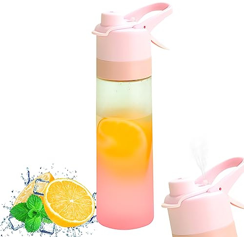 Trinkflasche Sport, Wasserflasche mit Sprühnebel 650ml Auslaufsichere Sportflasche Sprühflasche für Trinken Sport Wasserflasche Water Bottle für Outdoor, Sport, Radfahren, Klettern, Fitness (Rosa)