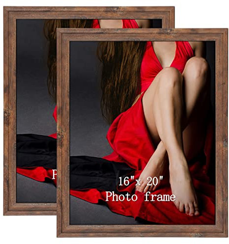 PETAFLOP Rustikaler Posterrahmen 40x50cm, brauner Wandbilderrahmen für Poster, Bilder und Gemälde, vertikal oder horizontal verwendbar, 2er-Set