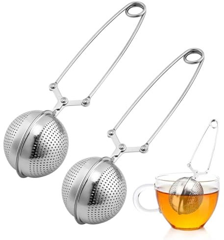 2 Pack Tea Infuser for Loose Tea, Stainless Steel Long Handle Tea Infuser Mesh Tea and Ball Strainer, Tea Ball Strainers Infuser for Loose Leaf Tea, Herbal Tea, Mugs Teapots Spice(Silver)