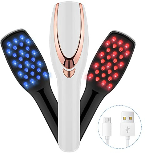 Peine de masaje eléctrico USB 3 en 1 para fototerapia, masajeador de cuero cabelludo, cepillo para el cuidado del cabello, antipérdida de cabello