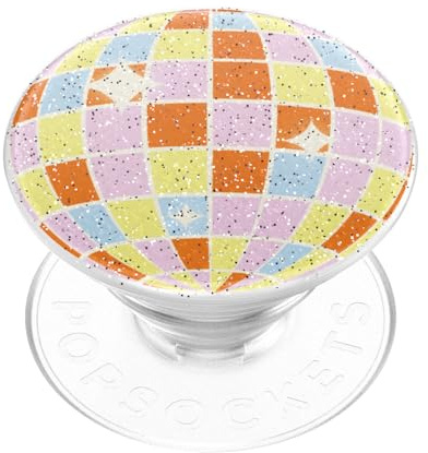 PopSockets: PopGrip - Hopfällbar Stativ och Grepp för Smartphone och Surfplatta med en Swappable PopTop - Retro Disco