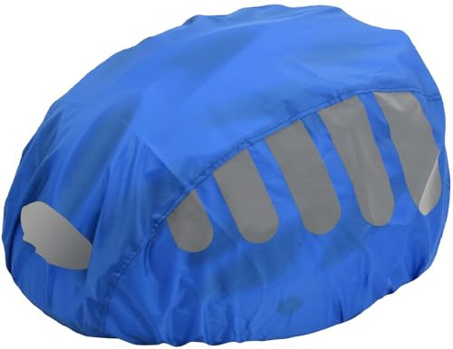 Fahrrad Helmüberzug Wasserdicht, Reflektierend Fahrradhelm Regenschutz mit Verstellbare Schnalle, Regenhaube Helm Abdeckung Staubdicht Helm Regenhülle Kinder Herren Damen, High Visibility (C-Blau)