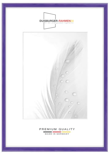 Cornice portafoto in legno sottile, 33 x 48 cm, in viola lucido, con vetro sintetico infrangibile e antiriflesso, cornice per poster, puzzle, collage fotografico DR125