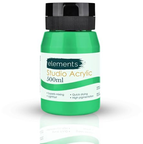 Elements 500ml Acrylic Paint 500 ml Tub - Quick Drying Acrylic Paints with High Pigment and Vibrant Colour Pigment | Light Green