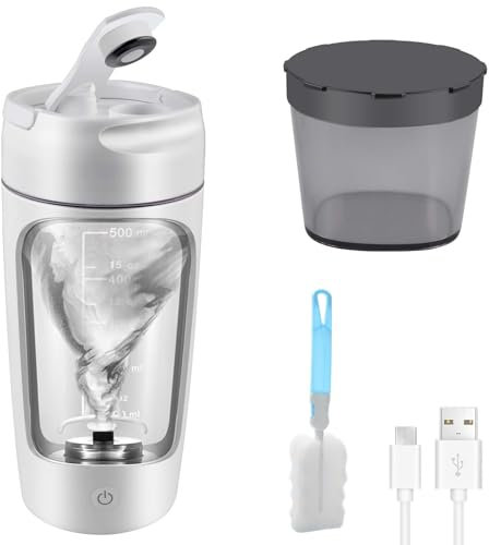 GOMETY Mezclador Eléctrico de Proteínas: 1 Pieza 650ML sin BPA, Recargable por USB, para Batidos de proteínas cremosos (Blanco)