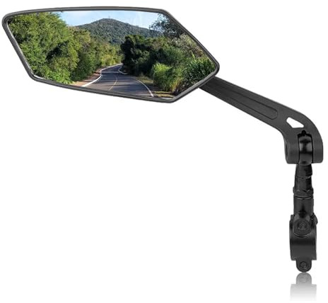 Bike Mirror Left Side, PhieeSeriy HD Wide Angle Bicycle Mirror, 360°Adjustable Bicycle Mirrors for Handlebar 22-28mm, Cycling Rear View Mirrors for Mountain, Road Bike, E-Bikes, Motocycle