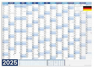 Wandkalender XXL 2025 | 15 Monate Dez 2024 - Feb 2026 | Papier 250gr / matt | GEROLLT ohne Falten | inkl. Mondphasen, Schulferien, Feiertage | Büro Jahreskalender Wandplaner Office | 140 x 100 cm