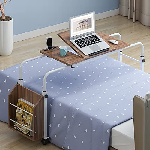 Mesa de Cama de Altura Ajustable con Ruedas y Tablero inclinable, Escritorio portátil para computadora para estación de Trabajo de pie, Bandeja para Alimentos y Uso médico, Mesa con Ruedas p