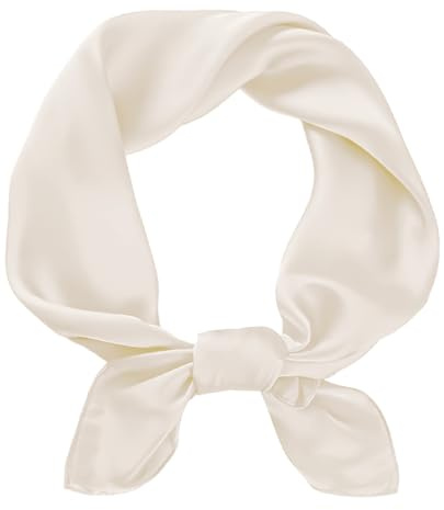 BSBUY Square Satin Silk Scarf Plain Neck Scarf, Lightweight Plain Bandana Wrap Square Large Square Satin Headscarves Hair, Accessories Classic Hair Scarf for Retro 50s 60s Style Wedding(Beige)