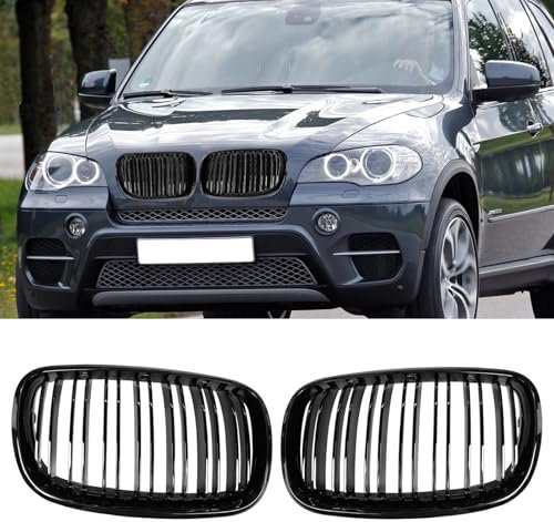 TTCR-II 2 PCS Compatibles con Rejilla de Radiador Negra BMW E70 Rrejilla Delantera X5 E70 X6 E71 2007 2008 2009 2010 2011 2012 2013, BMW E70 Rejilla Frontal Parrilla Rejilla E71