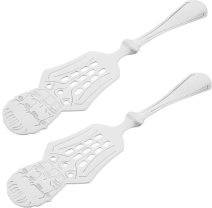Warmhm 2pièces Filtre à Absinthe Évidé Cuillère à Absinthe Domestique Accessoire Pour Bar Ustensile De Service Pour Salade Acier Inoxydable