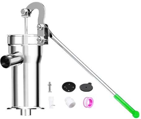 HENGJINGTR Kit Profondo in Acciaio Inossidabile da 1 Pollice, Pompa Manuale di Aspirazione dell'Acqua di Pozzo da 8 M per Acqua di Casa, Giardino, Cortile, Fattoria