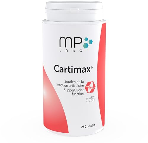 MP Labo Cartimax – stöd för gemensam funktion för hundar och katter – glukosamin, djävulsklo, älgsöt, bambu och spårelement (250 kapslar)