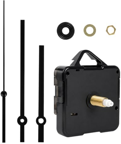 Mecanismo de Reloj de Pared Silencioso Cuarzo con Agujas de Aluminio – Eje 24 mm, Rosca 15 mm, para Esferas de 8-12 mm, Funcionamiento Pilas AA, Kit Manualidades Reparación Relojes