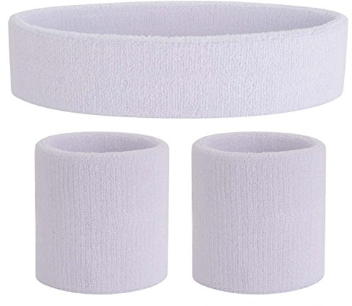 ONUPGO Set di fascia (3 pezzi) Sport a righe Sweatband Tessuto Spugna Athletic Esercizio Pallacanestro Polso Umidità Stoppino Felpa Head Band Assorbente