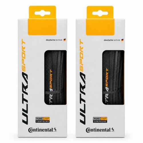 Continental Ultra Sport III - Black - Road Bike Tire | Versatile Road Tire with Modern Tread Design - E25 Ebike Rated - PureGrip 700x25, 2 Pack