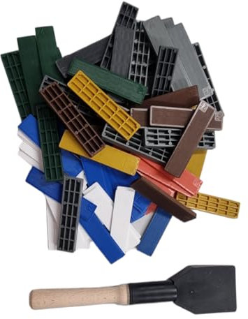 Verglasungsklötze 24 x 100 mit Klotzkelle Schwarz ; 1-2-3-4-5-6-7-8 mm Abstandhalter I Unterlegplatten I Abstandshalter (Mix 1 mm - 8 mm set 100 Stück)