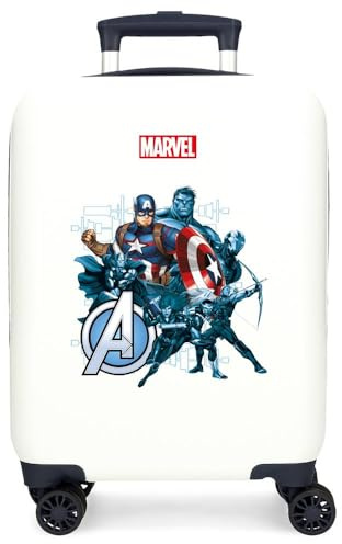Marvel Joumma Avengers Legendary Kinderkoffer, Kabinenkoffer, Blau, Weiß, Hartplastik, seitlicher Kombinationsverschluss, 4 Räder, Handgepäck, weiß, Medium, Koffer