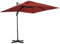 Outsunny Ampelschirm, quadratisch, Kurbel, mit Fuß aus Stahl, Maße: 2,5 x 2,5 m, Aluminium, Polyester mit hoher Dichte, Rot