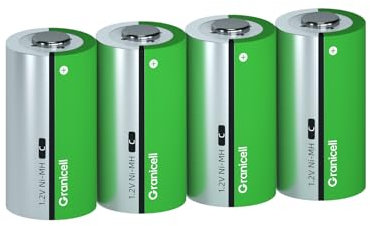 Granicell C Lot de 4 piles rechargeables haute énergie 5000 mAh NiMH à cellules C