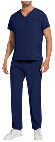 Uniforme Médicale Homme Ensemble Haut Et Pantalons + Blouse Medicale Hommes Vêtements de Travail Uniformes Tenue Aide Soignante Professionnelle Infirmière Esthétique Tenue Infirmiere Professionnelle