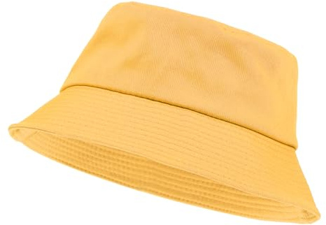 Yolev Cappello da Pescatore Unisex Tinta Unita Visiera Parasole Cappello Sole Uomo con Protezione UV Bucket Hat Sportivo Pieghevole Estivo Giallo Cappelli Donna Estivi