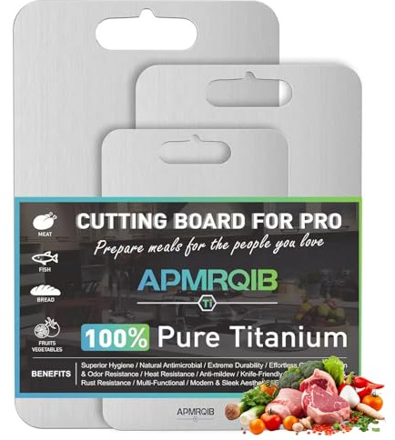 APMRQIB Titanium Cutting Boards for Kitchen,100% Pure Titanium Cutting Board Set of 3, Double Sided Non Toxic Cutting Board, Hygiene Durable Dishwash