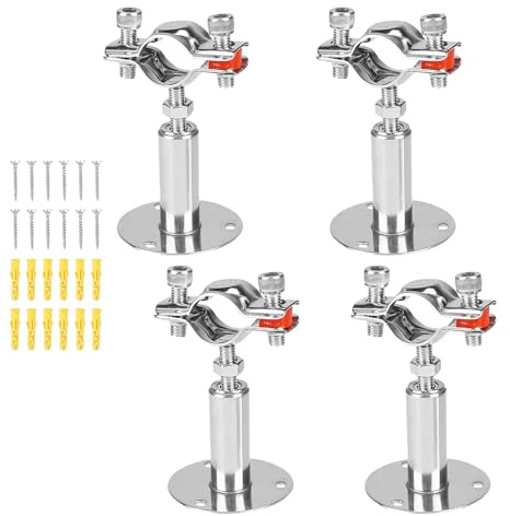Persiiious 4 Pièces Support Tube en Acier INOX, avec 12 PCS Vis et Tubes D'expansion, Support Tuyaux Réglable, pour Φ25-27mm, Support de Tuyau de Montage Mural au Plafond, pour la Fixation