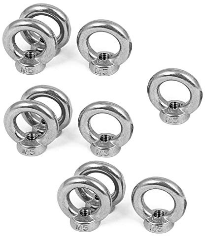10 PCS 304 Stainless Steel M5 Thread Dia Ring Shape Eyed Bolt Lifting Eye Nut Fastener