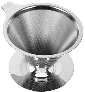 ASHATA Kaffeefilter/Filterhalter, Permanentfilter Edelstahl Wiederverwendbar Handfilter Kaffee Filter,Kaffeefilter Dauerfilter Doppelschicht Mesh Permanent Kaffee Filter für 1 bis 2 Tassen Kaffee