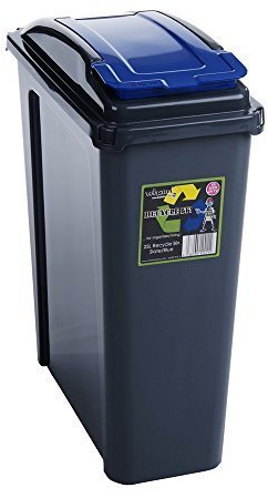 Wham 25/50 Litre Plastic Waste Bin with Flap Lid Recycling Bin (25L Blue)