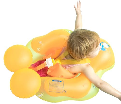 Inflatable Baby Swimming Float 3-6-12 Months Newborn Baby Float, Infant Baby Pool Float Baby Inflatable Seat Swimming Float Ring for Baby Boy Girl 0-6-12-18-36 Months Toddler (Orange, S (3-12 Months))