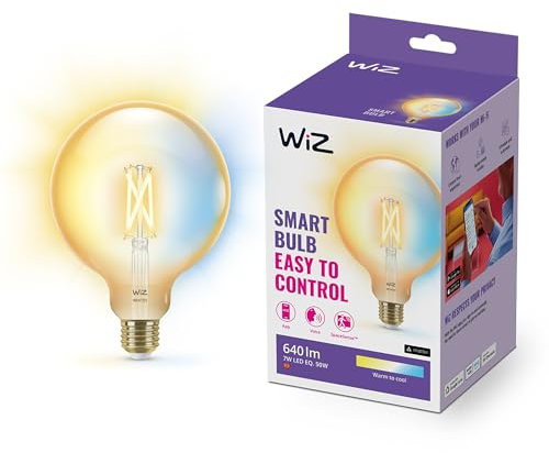 Wiz Lampadina Smart WiFi, Luce Bianca Dimmerabile, Filament ambrata, E27, 6.7W, Tecnologia SpaceSense, Controllo Vocale (Alexa, Apple HomeKit, Google Home)