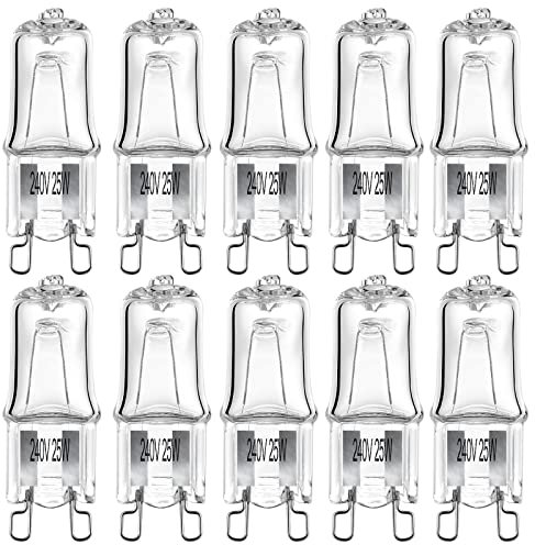 10 Pack Wax Burner Bulbs, Replacement Bulbs for Wax Melt Burners Electric, G9 Halogen Wax Melt Bulb 25W 230V Up to 2000H 3500K Warm White Dimmable