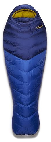 Rab Neutrino Down Sleeping Bag - Lightweight Warm Mummy Sleep Sack for Climbing & Mountaineering - Nightfall Blue - 19°F, Regular, Left Zip