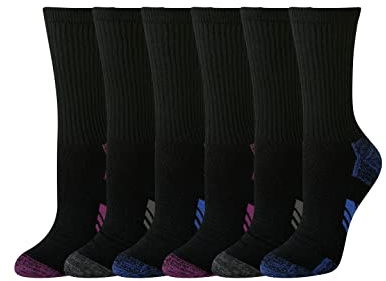 Amazon Essentials Chaussettes de Sport Athlétique en Coton Respirant Rembourrées Femme, 6 Paires, Noir, 36-39.5