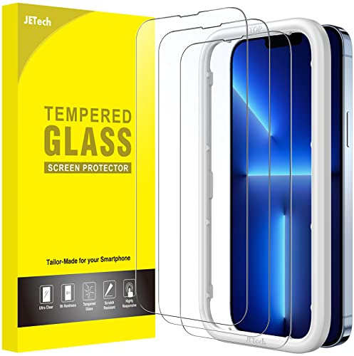 JETech Heltäckande Skärmskydd för iPhone 13 Pro Max, 3-Pack | Enkel Installationsram, HD Klart Härdat Glas, Fodralvänlig, Kant-till-Kant-Skydd